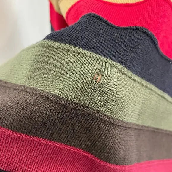 Women's Large Vtg Bleyle 100% Extrafine Merino Wool Colorful Stripe Cardigan - Picture 5 of 5